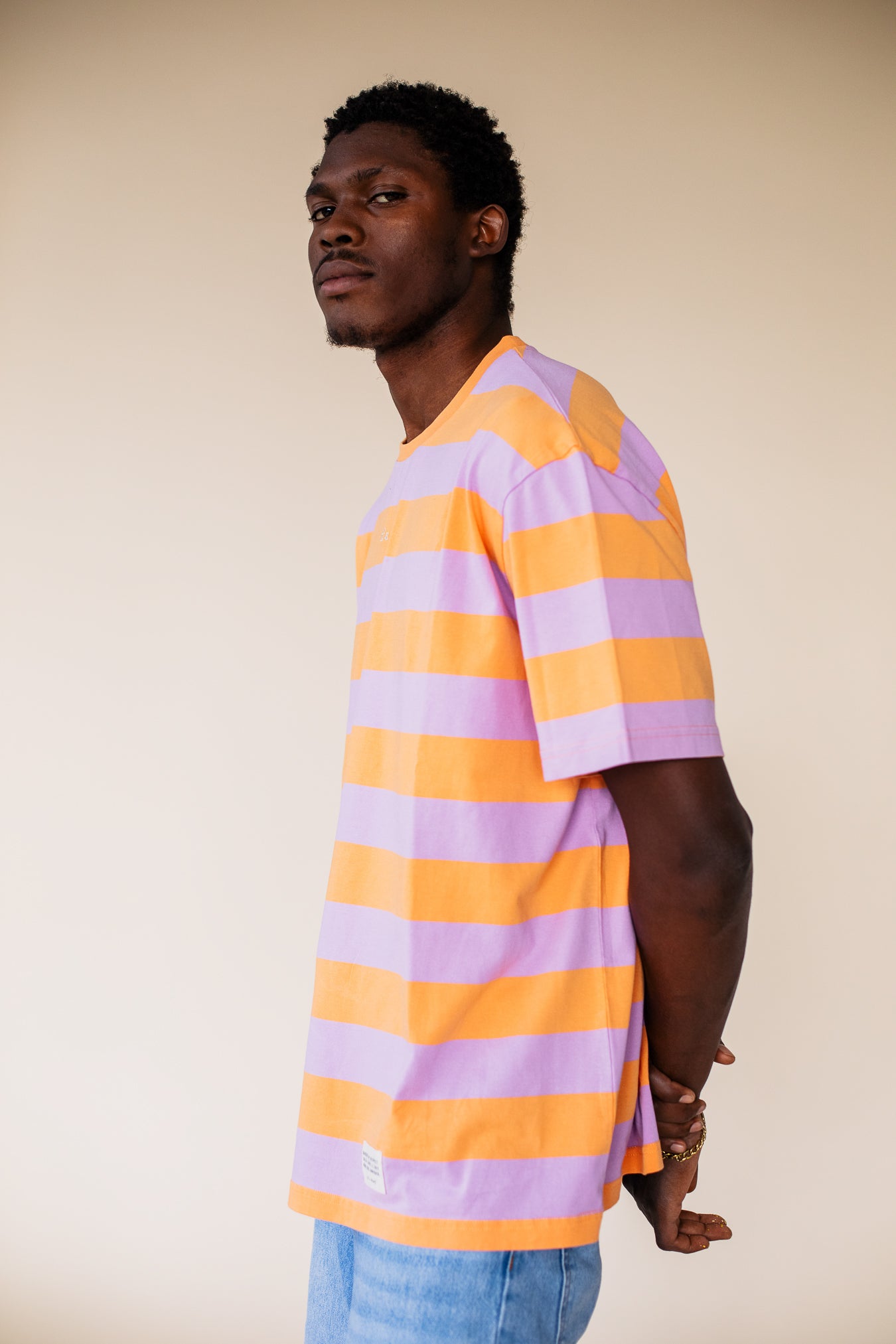 it s okay ORGANIC STRIPED T SHIRT ORANGE LILAC it s okay